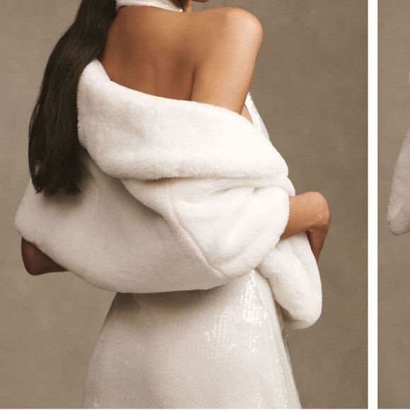 BHDLN ANTHROPOLOGIE Maxime Satin Lined Faux Fur Wrap Small - Picture 8 of 10